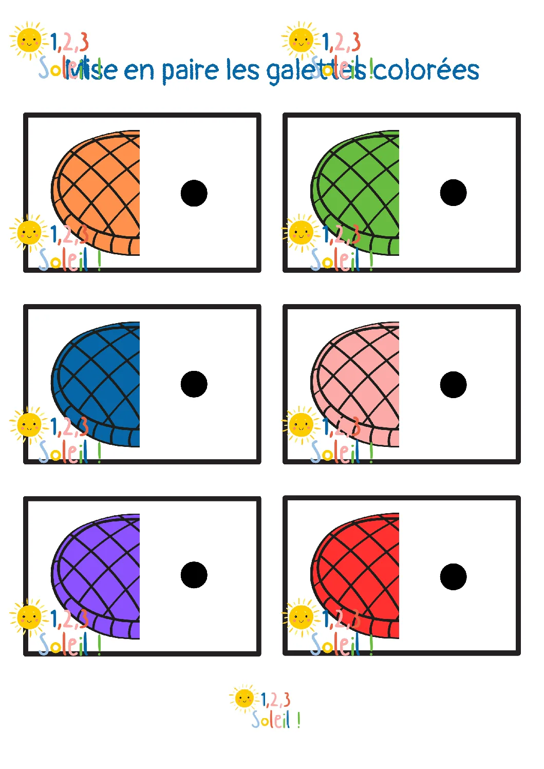 Mise en paire les galettes colorées